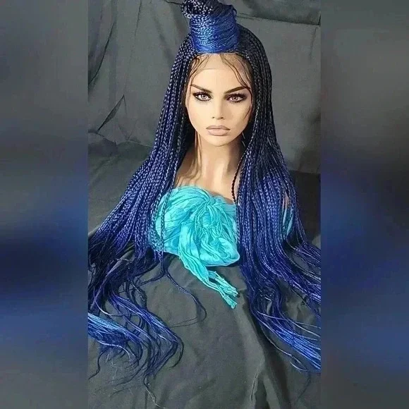 Blue Braided wig 100% handmade, ombre wig, NWT exotic colors absolutely gorgeous - Picture 11 of 15